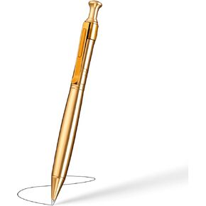 Origin-Joy 1 Pack Solid Brass Pen Set ، انقر فوق القلم المعدني EDC مع مقطع ، قلم توقيع ثقيل مع 10 G2 عبوات (Six Edge)