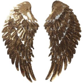 حزمة Angel Wings Quadruple Pack: مجموعة أجنحة الترتر الذهبية من 4 الحديد على الجينز وتزيين الملابس
