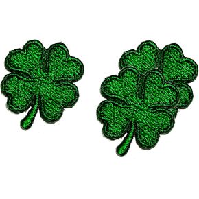 Tiny Mini Lucky Green Irish Four Leaf Clover Embroidered Sew on Patches Stickers Logo Clothes T-Shirt Jackets Hats Jeans Backpacks DIY Embroidery Costume Patch for Men Women (3 PCS)