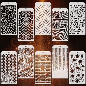 OOTSR 10 Stencils للحرف اليدوية قابلة لإعادة الاستخدام ، طبقات الطبقات الطبقات القوالب الفنية للطلاء على صنع البطاقات القماش الأثاث الورق الخشب DIY الحرف اليدوية