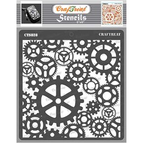 Craftreat steampunk Steambunk stency للطلاء على الخشب ، القماش ، الورق ، النسيج ، الأرضية ، الجدار والبلاط - Stencil - 6 × 6 بوصات - استنسل DIY و Craft Stencil