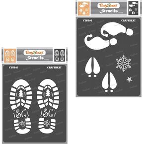 craftreat reusable سانتا فوت stencil A4 الحجم 2pcs - زخرفة عيد الميلاد قزم ، سانتا سانتا ، سانتا كلوز الاستنسل لقضاء عطلة المنزل ديكور المنزل