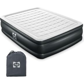 SEALY Tritech 20" Inflatable Air Mattress Bed with Built-in Pump, Storage Bag, and Repair Patch, for Indoor and Outdoor Use, Queen