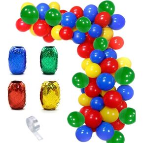100Pcs Mario Balloon Arch Kits, Red Blue Yellow Green Latex Balloon Garland Kit for Boys Men Superhero Super Mario Themed Circus Carnival Birthday Party Decorations for Graduations Engagements