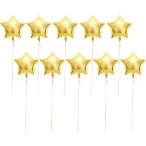 Hilitand 10pcs بالون ديكور ستار شكل البالونات ألومنيوم رقائق البالونات الحفل الزفاف الديكور (الذهب)