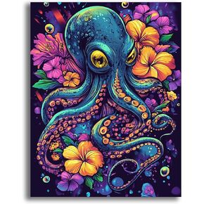 VAIIEYO 5D DIY Octopus Diamond Art Kits for Adults, Diamond Painting Animal, Diamond Painting Kit Full Drill Round Rhinestone Craft Canvas for Home Wall Decor Gift 12x16 inch/30x40 cm