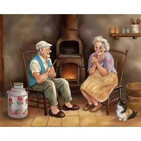Kaliosy 5D DIY Diamond Art Kits for Adults by Number Kits The Old Couple, Diamond Painting Arts Full Drill for Living Room Decor 30x40 cm (x10606)
