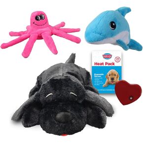 Snuggle Puppy - القمامة الطرية الفخمة الأخطبوط وحزمة الدلفين - يأتي مع جرو تكبب ولعب الكلب الصعبة الصغيرة مع صرير مقاوم للثقب