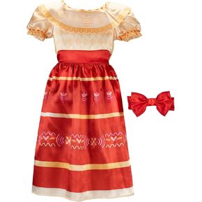 Disney Encanto Dolores Dress & Red Bow Bead ، زي للفتيات الذين تتراوح أعمارهم بين 3 سنوات ، وأعلى ، ويتناسب الزي