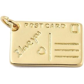 Kitbeads 10pcs سحر بطاقة بريدية مطلي بالذهب Brass Rectangle Love Heart Envelope سحر للمجوهرات صنع الأقراط