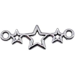 20 Silver Triple Star Connector Charms 25x9 mm (NS953)