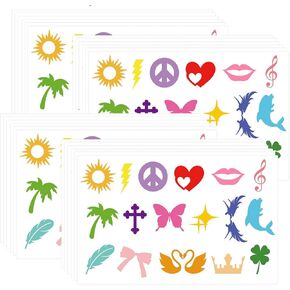 340pcs Tanning Sunbathing Stickers Self Adhesive Colorful Heart Lips Dolphin Butterfly Bow Sticker Tanning Bed Decals for Summer Beach Outdoor Indoor Salon Party Supplies