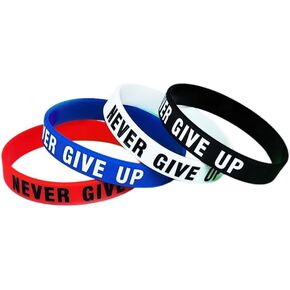 Never Give Up, You are Awesome, Rubber Bracelet Inspirational Motivational Silicone Wristbands for Women and Men