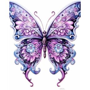 Cross Stitch Kits Counted Kit Cross-Stitching Pattern for Home Decor, 11CT Pre-Printed Fabric Embroidery Crafts Needlepoint Kit 40x50cm - Pretty Purple Butterfly 1