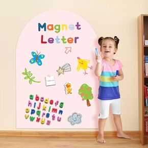 Magnetic Arch Wall Decal (Pale Pink), 31" x 39" Self-Adhesive Wallpaper for Kids Playroom & Magnetic Fridge White Board Paper, 8" x 12" Dry Erase Board Sheet for Organizer and Planner