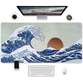 لوحة فأر ألعاب ممتدة ، 31.5 × 15.7 بوصة ، قاعدة غير قابلة للماء ، تصميم فن الموجة اليابانية.