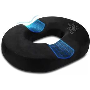 PT Custom Non-Slip Memory Foam Donut Pillow for Tailbone Sciatica & Coccyx Pain Relief Removable & Washable with Massage, and Anti-Decubitus Features