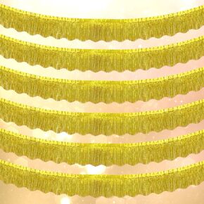LOLStar 6 Pack Gold Foil Fringe Garland Party Decorations, 60Ft Tinsel Streamers Shiny Gold Wall Hanging Tinsel Fringe Banners for Wedding Birthday Anniversary Christmas New Year Party Decor
