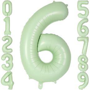 Sage Green Number 2 بالون ، 40 بوصة كبيرة كبيرة من رقائق الرقائق الخضراء ، والبالونات العملاقة Mylar الباستيل 2 البالونات لزخارف حفلة عيد ميلاد عمرها عامين الذكرى السنوية