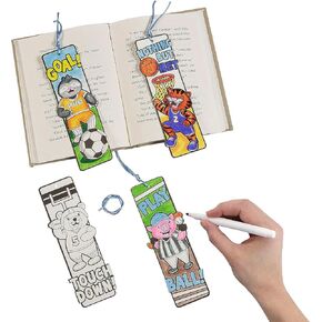 Fun Express Bulk 48 Piece Color Your Own Animals Playing Sports Bookmarks