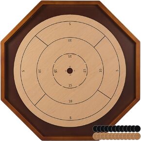 27 بوصة Wooden Octagon Classic Crokinole Game Game Games Moxterity Games Canadian Heritage Tabletop Game Deluxe Tournament Crokinole و Checkers مجموعة للعائلات والأصدقاء الخفيفة الجوز