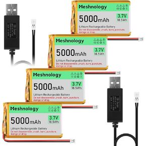 2pcs 3.7v 5000mah Li بطارية 105080 مع درجة الحموضة 2.0 USB كابل الشاحن 1S Lipo Battery مع لوحة مطاطية معزولة للوحة Arduino ESP32 لوحة Drone RC Car
