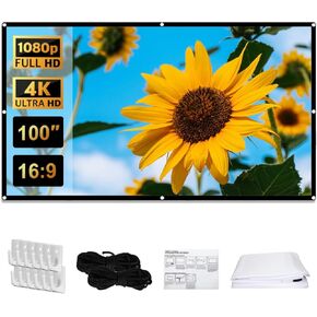 Projection Screen,120 in Anti-Crease 16:9 Foldable Portable Movie Night Projector Screen,Washable 4k Ultra hd Projector Sheet Screen for Home Theater Outdoor Indoor Support Double Sided 3D