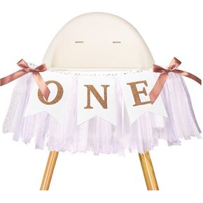 Rainbow 1st Birthday Highchair Banner - Pre-strung One Banner for Donut, Unicorn, Rainbow Birthday, Baby Shower, Cake Smash Decor