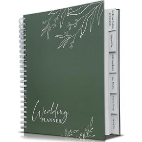 Mr & Mrsgifts كتاب مخطط الزفاف والمنظم لكتاب تخطيط الزفاف العروس والمنظم مع قوائم مراجعة الملصقات والتقويمات هدية مشاركة فريدة للأزواج (Sage Green)