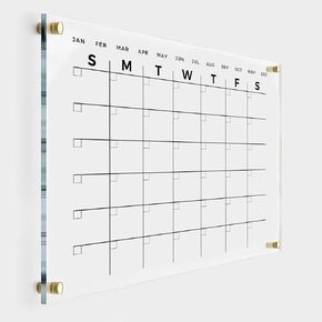 Premium Large Acrylic Wall Calendar - Reusable Board for Office and Home - Dry Erase Board - Large Glass Calendar for Wall (40x28" (XLarge), Gold Standoff)