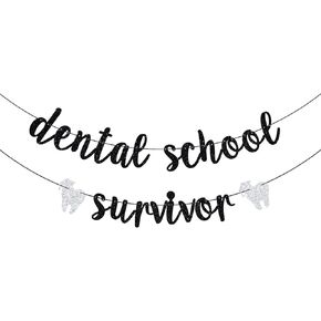 Black Glitter Dental School Survivor Banner, Future Dentist/Congrats Dentist/Holy Molar You Did It, 2025 Dentist Graduation Party Decorations