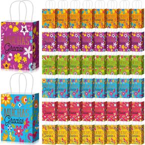 Mooliwe 48 PCS Cinco de Mayo Fiesta Bags Bulk Mexican Party Gift Facs Fiesta Musts Gracias Hights With Bandles Mexican Paper Gifts Facs for Cinco de Mayo Party Supplies Supplies