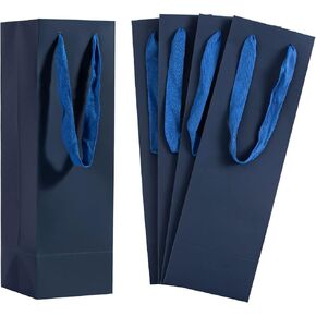 Sdootjewelry Wine Bags for Bottles, 20 Pack Gift Bag Bulk, 4.33" 4.33" 13.78" With Handles, Paper Bags, Navy Blue