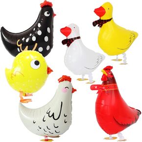 6 PCS Farm Animal Balloons Foil Walking Dicken Duck Heleium Balloons for Farm Animal موضوع عيد ميلاد حفلة استحمام الطفل لوازم اللوازم