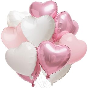 18 Inch Black Silver Heart Balloons, 12 Pcs Heart Foil Mylar Balloons, Black Silver Birthday Decoration, Heart Shaped Balloons, Valentine Balloons for Wedding Baby Shower Valentines Day Decorations