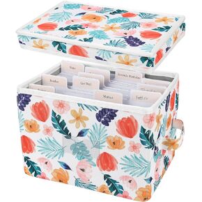 Greeting Card Organizer Box with 12 Removable Dividers - Sturdy Fabric Greeting Card Holder with Handles, Store 140+ Cards, Ideal for Photos, Crafts, Envelopes, Scrapbooking, Paper, Stickers