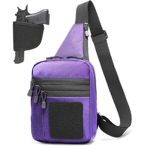 Tactical Sling Bag for Women, Gun Bag with CCW Holster Chest Crossbody Pack Shoulder Bag Concealed Carry of Handgun(Purple Right Hand)