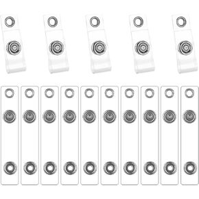 Giantree Clear ID Holders - 15 Pcs Badge Clips Transparent PVC Vinyl Snap & Eyelet for Name Tag Lanyard Key Ring