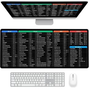 لوحة مكتب Excel Cheat Sheet Desk ، مفاتيح اختصار ألعاب الماوس ، وسادة لوحة مفاتيح المكتب ، موسعة موسباد كبيرة غير قابلة للانزلاق مع حصيرة مكتب الحواف المخيمة (Excel-A ، 90x40)