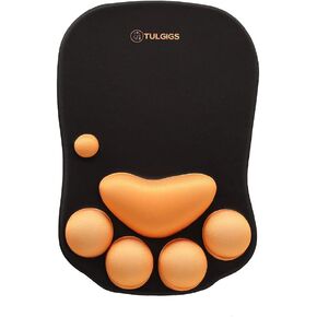 Cute Cat Paw Non Slip Mouse Pad with Wrist Support Soft Silicone Wrist Rests Ergonomic Comfort Computer Mouse Mat Desk Decor 11.55"*7.8"*0.99'' (Black)