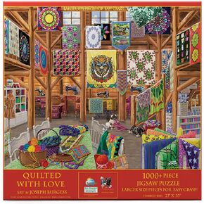 SUNSOUT INC - Quilted with Love - 1000 pc Large Pieces Jigsaw Puzzle by Artist: Joseph Burgess - Finished Size 27" x 35" - MPN# 38811