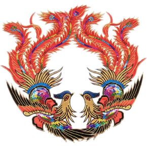 Mandarin Duck Phoenix Embroidery Patches DIY Iron On Applique Accessories for Clothes Dress (Green B)
