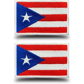 2 Pack Puerto Rico Flag Embroidered Applique National Emblem Patches, Tactical Puerto Rican Military Patch with Hook and Loop Fastener for Hats Backpack Jackets Clothes Uniform Vest Team