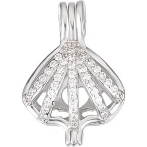 Beebeecraft Pearl Bead Cage Sterling Silver Sevyshell Leshell Charm Cage Charm مع الزركونيا المكعبة لأقراط القلادة صنع المجوهرات