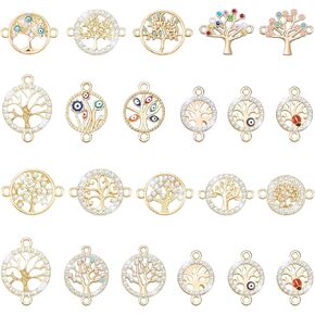 36 قطعة 18styles المعدنية الكريستال راينستون شجرة الحياة الموصل سحر حلقات مزدوجة المينا شرير سحر السحر قلادة لتصنيع سوار القرط DIY لصنع المجوهرات