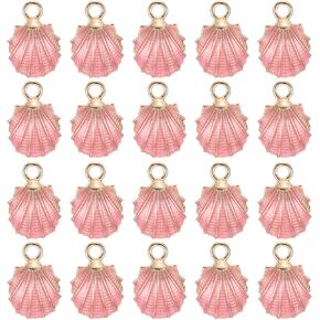 Uxcell 20 PCS Sea Shells Charm ، سحر مطلي بالذهب لصياغة سلسلة مفاتيح الهاتف المحمول DIY ، 19x13mm ، أبيض