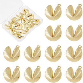 12pcs cookies charms 18k gold food food charm brass fortune cookie charms golden biscuit charm for Jewelry Neckleace Bracelets Morning Diy Crafts