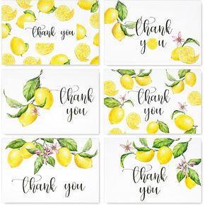 Whaline 30 Pack Lemon Thank You Cards with Envelopes Stickers White Yellow Fruit Greeting Cards Lemonade Blank Note Cards for Baby Shower Wedding Birthday Bridal Party, 4 x 6 Inch