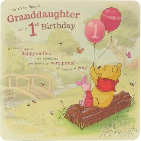 حفيدة Winnie the Pooh 1st Birthday Card ، 210 × 210 ملم ، مغلف