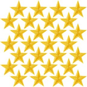 Pagow 30pcs Blue Star Iron على بقع ، خياطة على بقع مطرزة ، الحديد على بقع النسيج ، زخرفة القبعات ، السترات ، الملابس ، حقائب الظهر ، الديكور والإصلاح (الأزرق ، 1 ")